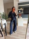 Denim Kısa Kollu Gömlek Pantolon Takım