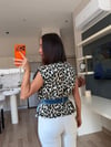 Denim Leopar Desenli Yelek