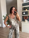 Desenli Mat Saten Bluz Pantolon Takım