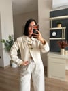 Ekru Büyük Düğmeli Tasarım Ceket