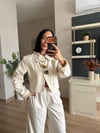Ekru Büyük Düğmeli Tasarım Ceket