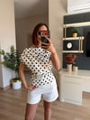 Ekru Üzerine Siyah Puantiyeli Bluz 