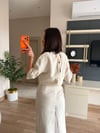 Ekru Volan Ve Pile Detaylı Elbise