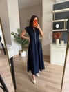 Fermuar Detaylı Denim Midi Elbise