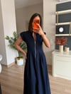 Fermuar Detaylı Denim Midi Elbise