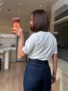 Gece Mavisi Aksesuarlı Bağlamalı Denim Takım