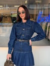 Gece Mavisi Denim Ceket& Etek Takım