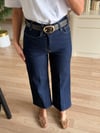Gece Mavisi Kemerli Bilek Boy Jean