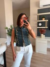 Gold Çelik Düğmeli Denim Yelek