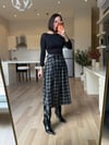 Gri Ekose Desen Yırtmaçlı Etek