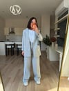 Gri Şeritli Blazer Pantolon Takım