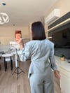 Gri Tasarım Blazer Ceket Pantolon Takım