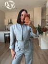 Gri Tasarım Blazer Ceket Pantolon Takım