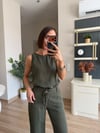 Haki Denim Bluz Pantolon Takım