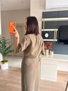 Haki Volan Ve Pile Detaylı Elbise
