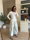İthal Taş Rengi Taşlı Barrel Kesim Pantolon
