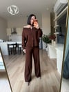 Kahve Çift Fermuarlı Triko Takım