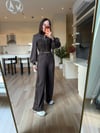 Kahve Denim Leopar Detaylı Takım
