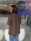 Kahve Ekose Astarlı Blazer Ceket