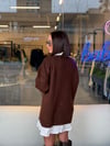 Kahve Gömlek Detaylı Triko Elbise