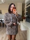 Kahve İşlemeli Bağlamalı Etek