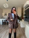 Kahve İşlemeli Etek& Blazer Takım