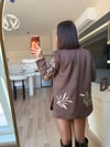 Kahve İşlemeli Etek& Blazer Takım