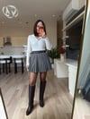 Kahve Kaşe Pileli Kemerli Şort Etek