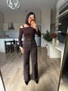 Kahve Kemerli Yüksek Bel Jean