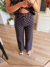 Kahve Puantiye Desenli Denim Takım