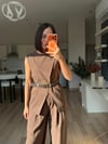 Kahve Tensel Kemerli Takım
