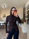 Kahve Volanlı Dar Kesim Triko