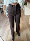 Kahve Wide Leg Cep Detay Jean