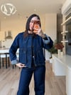 Kahve Yaka Denim Ceket& Pantolon Takım