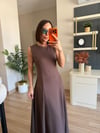 Kahverengi Ceket & Modal Elbise Takım