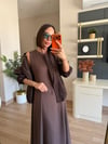 Kahverengi Ceket & Modal Elbise Takım