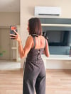 Kahverengi Paraşüt Kumaş Korse Pantolon Takım