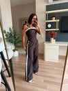Kahverengi Paraşüt Kumaş Korse Pantolon Takım
