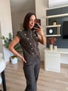 Kahverengi Top Düğmeli Tasarım Takım