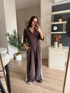Kahverengi Yanları Şeritli Tensel Tulum