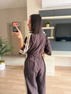 Kahverengi Yanları Şeritli Tensel Tulum