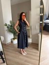 Kemer Detaylı Denim Elbise