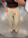 Keten Bej Rengi Boncuklu Pantolon