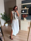 Keten Beyaz Yırtmaçlı Pantolon