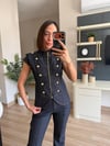 Koyu Lacivert Top Düğmeli Tasarım Takım