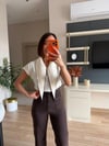 Krem Fular Detaylı Triko
