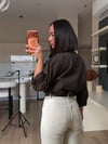 Krem Kemerli Wide Leg Jean