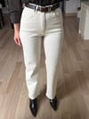 Krem Kemerli Wide Leg Jean