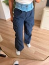 Lacivert Beli Denim Detaylı Tasarım Kargo Pantolon