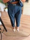 Lacivert Beli Kemerli Denim Takım